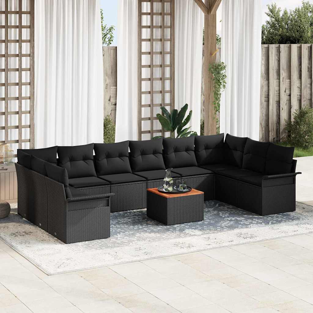 Tuinbankenset met opslag 11 pcs Zwart poly rattan is nu te koop bij PeponiXL, paradijselijk wonen!