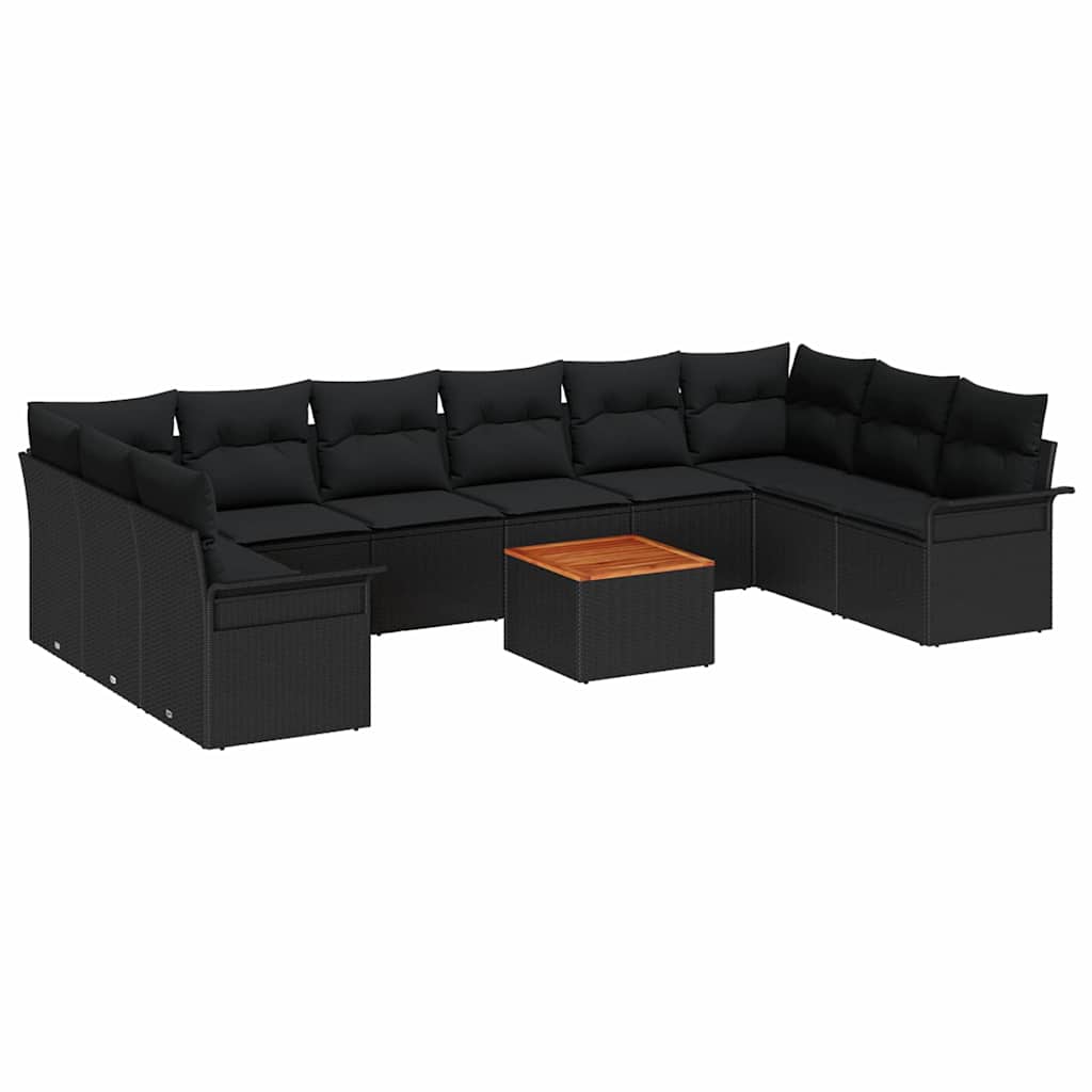 Tuinbankenset met opslag 11 pcs Zwart poly rattan is nu te koop bij PeponiXL, paradijselijk wonen!