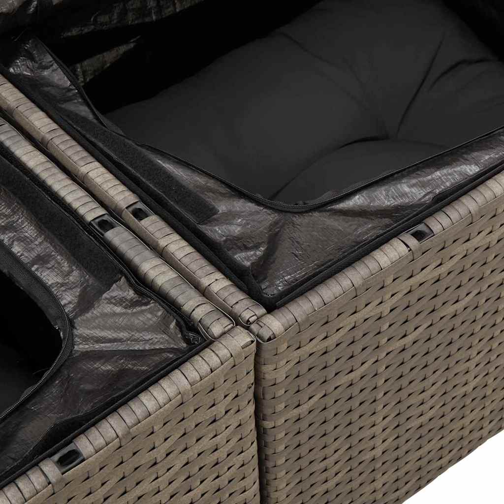 Tuinbankenset met opslag 5 pcs Grijs poly rattan is nu te koop bij PeponiXL, paradijselijk wonen!