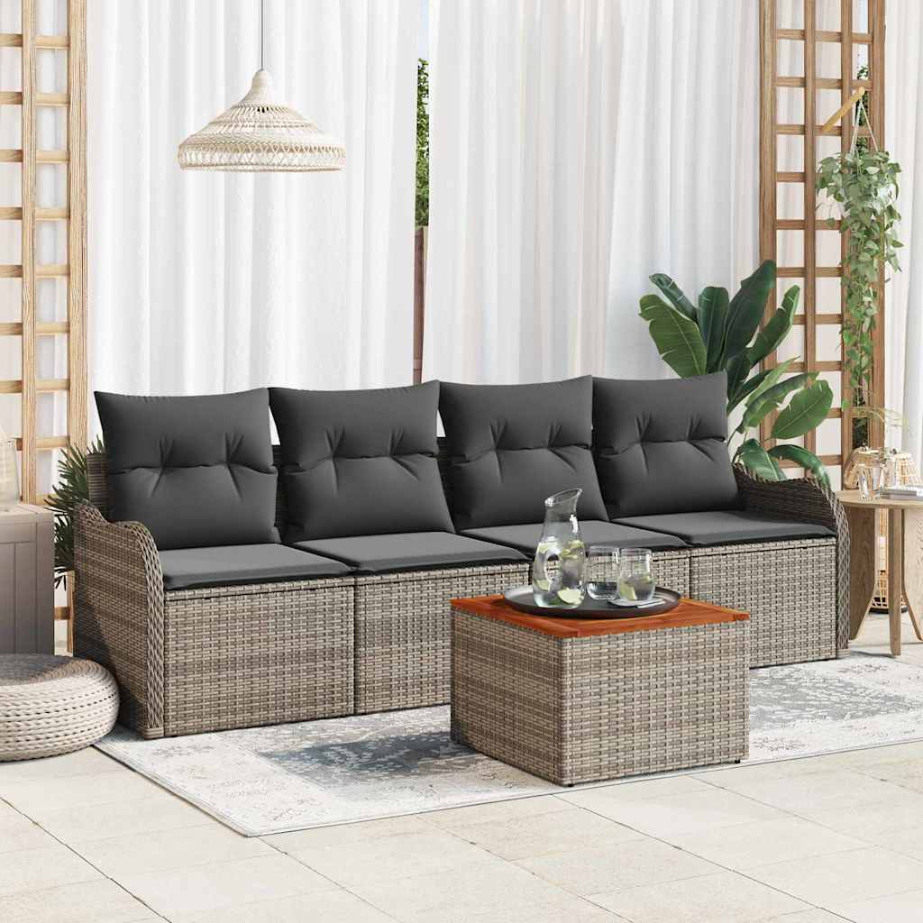 Tuinbankenset met opslag 5 pcs Grijs poly rattan is nu te koop bij PeponiXL, paradijselijk wonen!