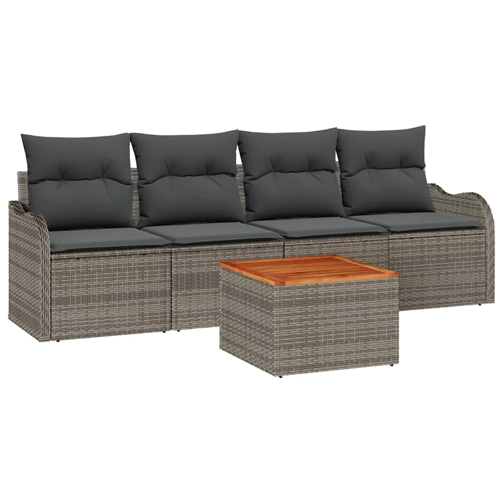 Tuinbankenset met opslag 5 pcs Grijs poly rattan is nu te koop bij PeponiXL, paradijselijk wonen!