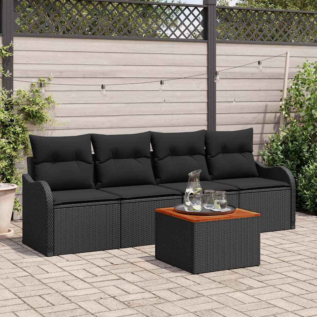 Tuinbankenset met opslag 5 pcs Zwart poly rattan is nu te koop bij PeponiXL, paradijselijk wonen!