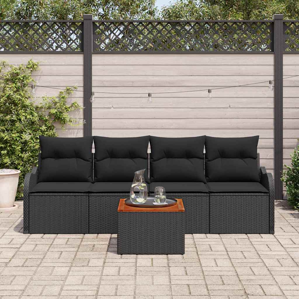 Tuinbankenset met opslag 5 pcs Zwart poly rattan is nu te koop bij PeponiXL, paradijselijk wonen!