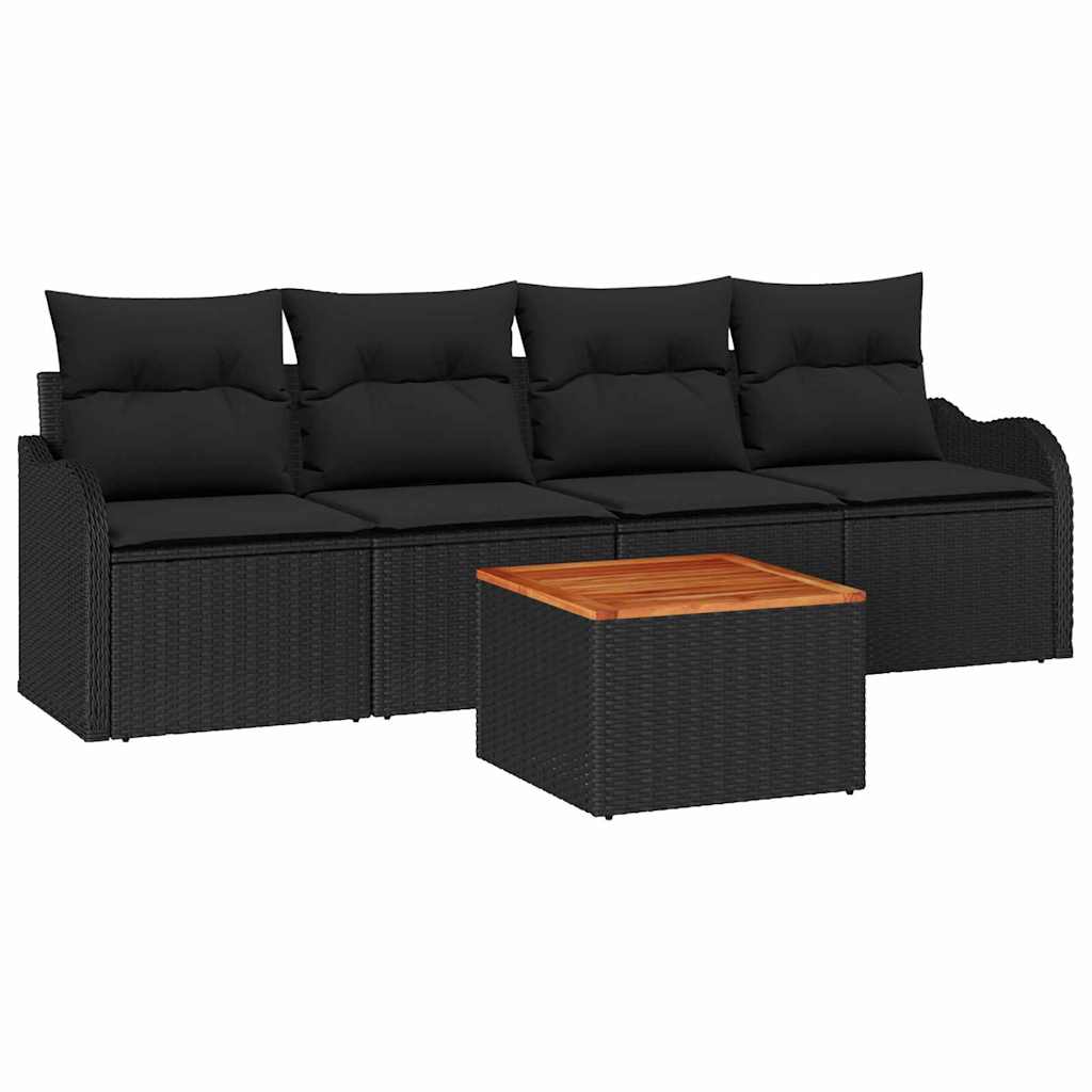 Tuinbankenset met opslag 5 pcs Zwart poly rattan is nu te koop bij PeponiXL, paradijselijk wonen!