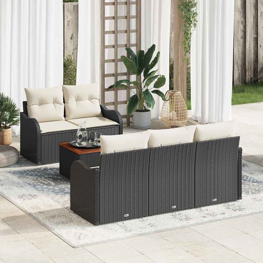Tuinbankenset met opslag 6 pcs Zwart en Crème poly rattan is nu te koop bij PeponiXL, paradijselijk wonen!