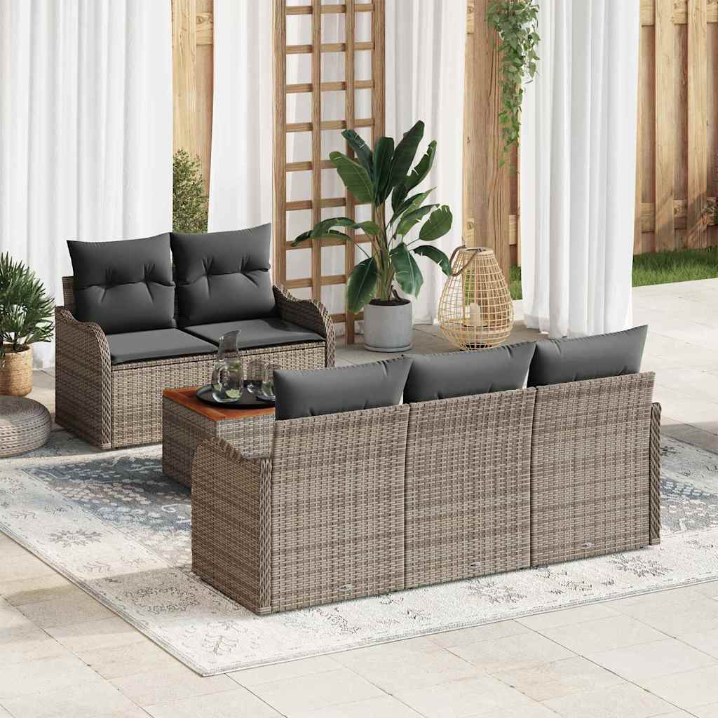 Tuinbankenset met opslag 6 pcs Grijs poly rattan is nu te koop bij PeponiXL, paradijselijk wonen!