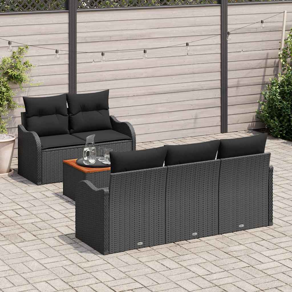 Tuinbankenset met opslag 6 pcs Zwart poly rattan is nu te koop bij PeponiXL, paradijselijk wonen!