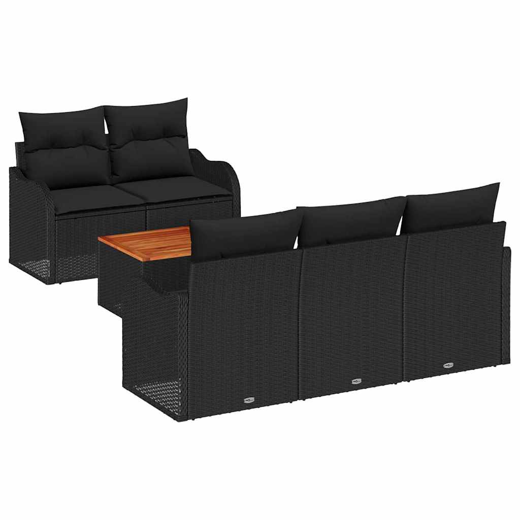 Tuinbankenset met opslag 6 pcs Zwart poly rattan is nu te koop bij PeponiXL, paradijselijk wonen!