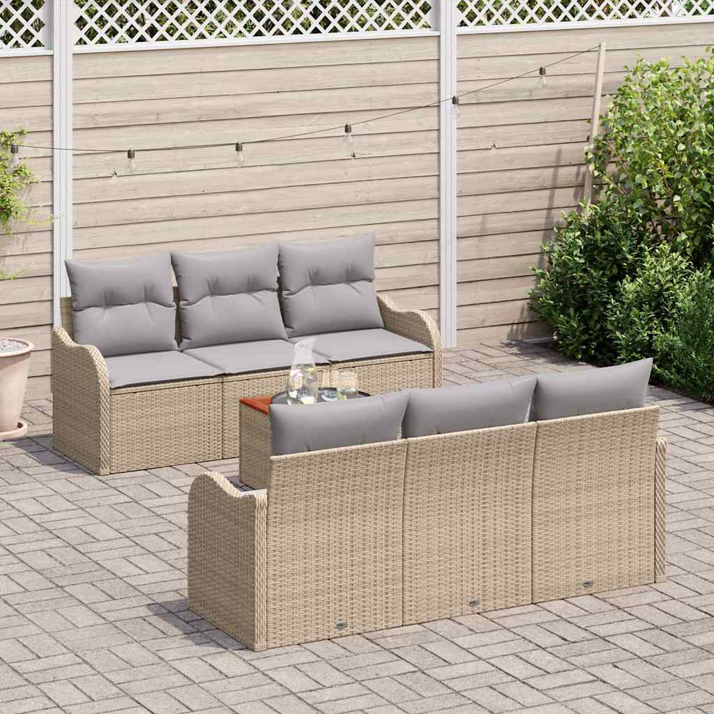 Tuinbankenset met opslag 7 pcs Beige en Licht Grijs poly rattan is nu te koop bij PeponiXL, paradijselijk wonen!
