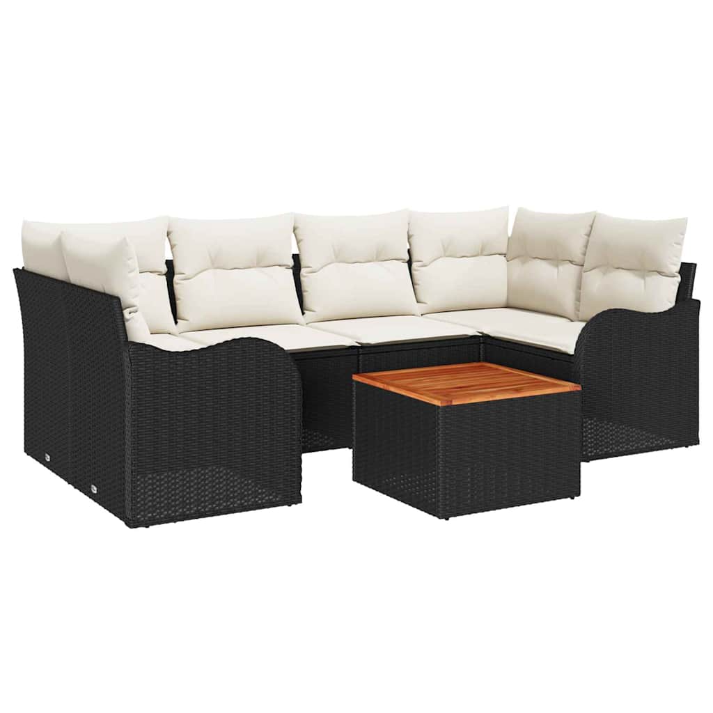 Tuinbankenset met opslag 7 pcs Zwart en Crème poly rattan is nu te koop bij PeponiXL, paradijselijk wonen!
