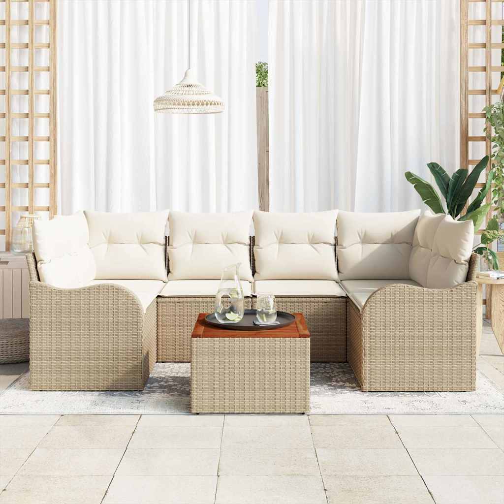 Tuinbankenset met opslag 7 pcs Beige en Crème poly rattan is nu te koop bij PeponiXL, paradijselijk wonen!