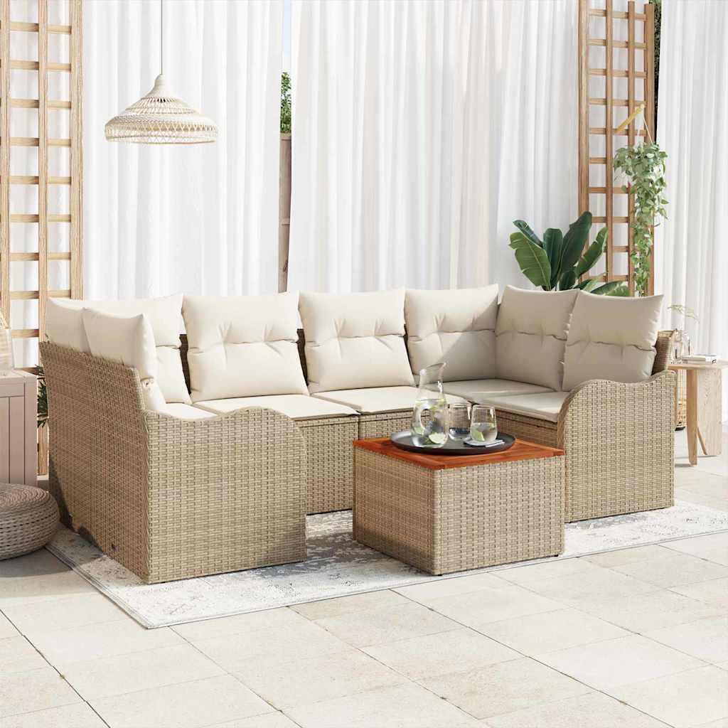 Tuinbankenset met opslag 7 pcs Beige en Crème poly rattan is nu te koop bij PeponiXL, paradijselijk wonen!