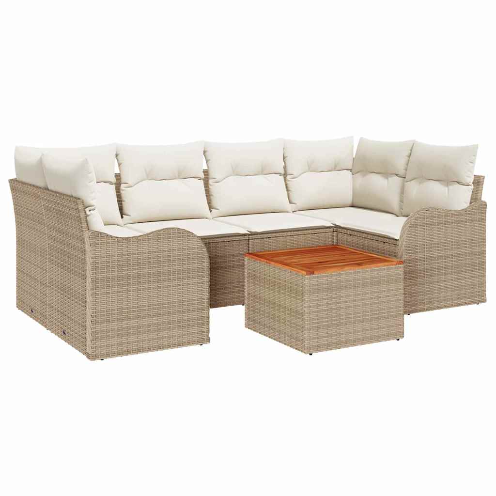 Tuinbankenset met opslag 7 pcs Beige en Crème poly rattan is nu te koop bij PeponiXL, paradijselijk wonen!