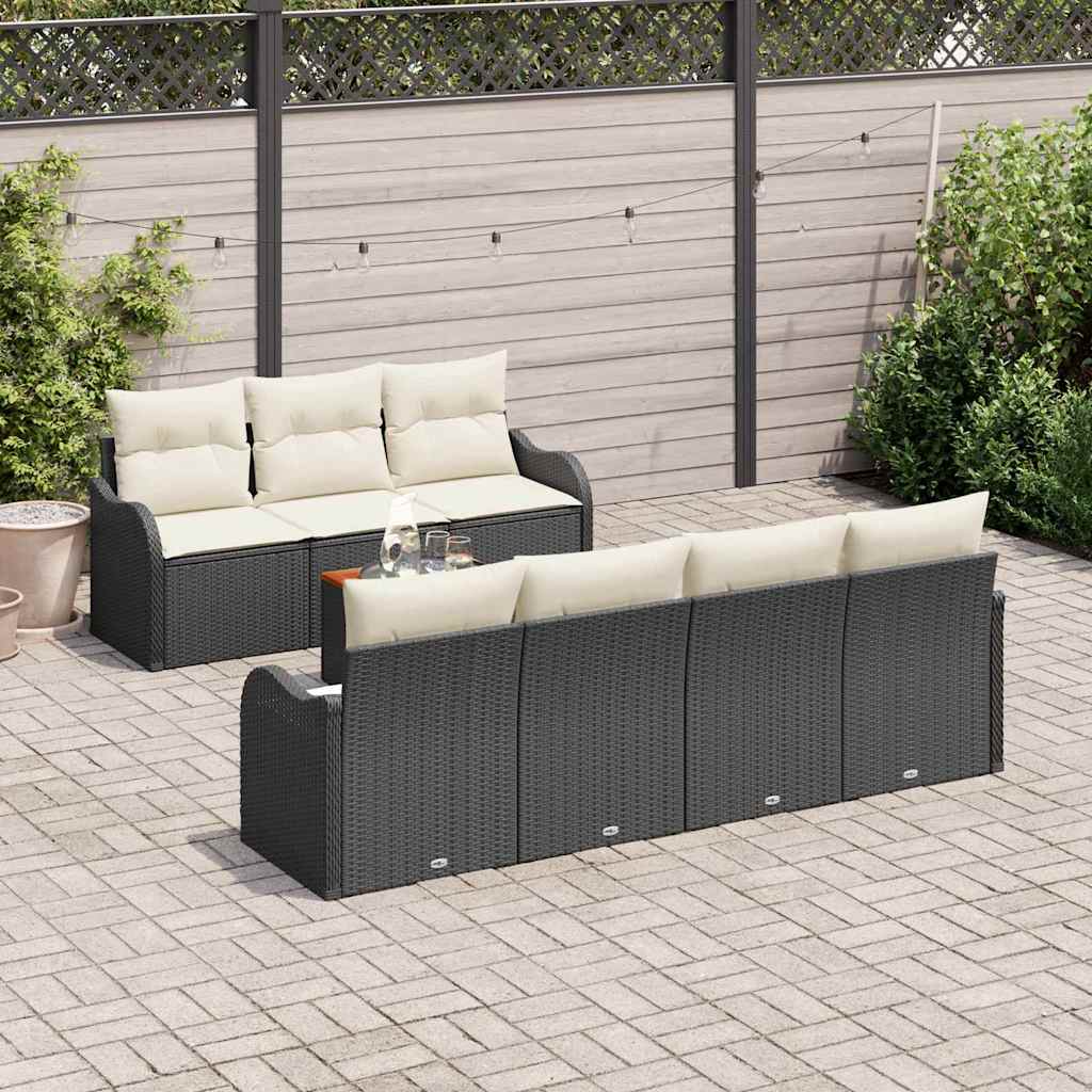 Tuinbankenset met opslag 8 pcs Zwart en Crème poly rattan is nu te koop bij PeponiXL, paradijselijk wonen!