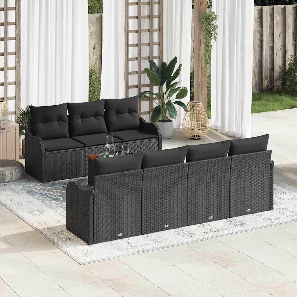 Tuinbankenset met opslag 8 pcs Zwart poly rattan is nu te koop bij PeponiXL, paradijselijk wonen!
