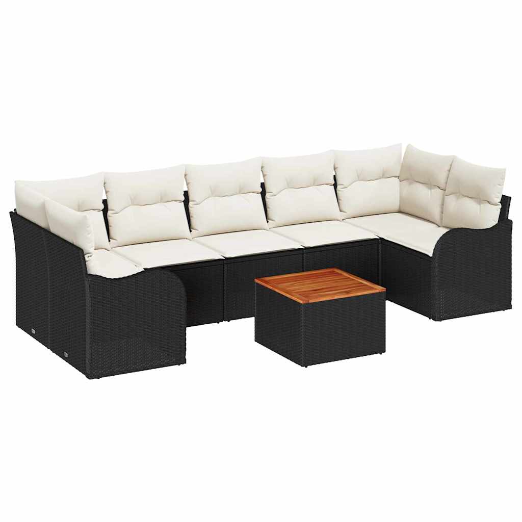 Tuinbankenset met opslag 8 pcs Zwart en Crème poly rattan is nu te koop bij PeponiXL, paradijselijk wonen!