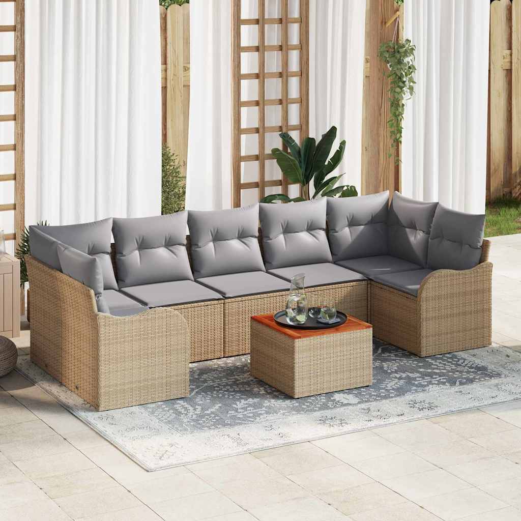 Tuinbankenset met opslag 8 pcs Beige en Licht Grijs poly rattan is nu te koop bij PeponiXL, paradijselijk wonen!