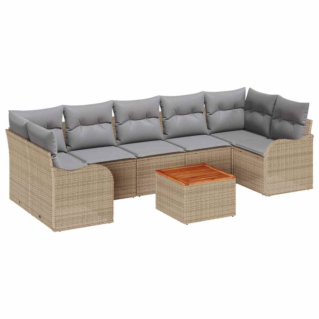 Tuinbankenset met opslag 8 pcs Beige en Licht Grijs poly rattan is nu te koop bij PeponiXL, paradijselijk wonen!