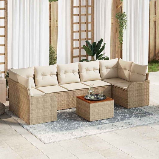 Tuinbankenset met opslag 8 pcs Beige en Crème poly rattan is nu te koop bij PeponiXL, paradijselijk wonen!