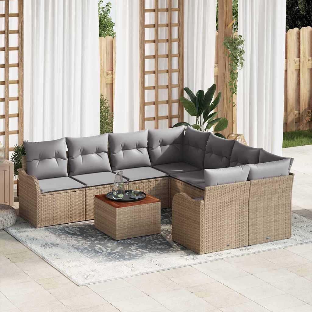 Tuinbankenset met opslag 9 pcs Beige en Licht Grijs poly rattan is nu te koop bij PeponiXL, paradijselijk wonen!