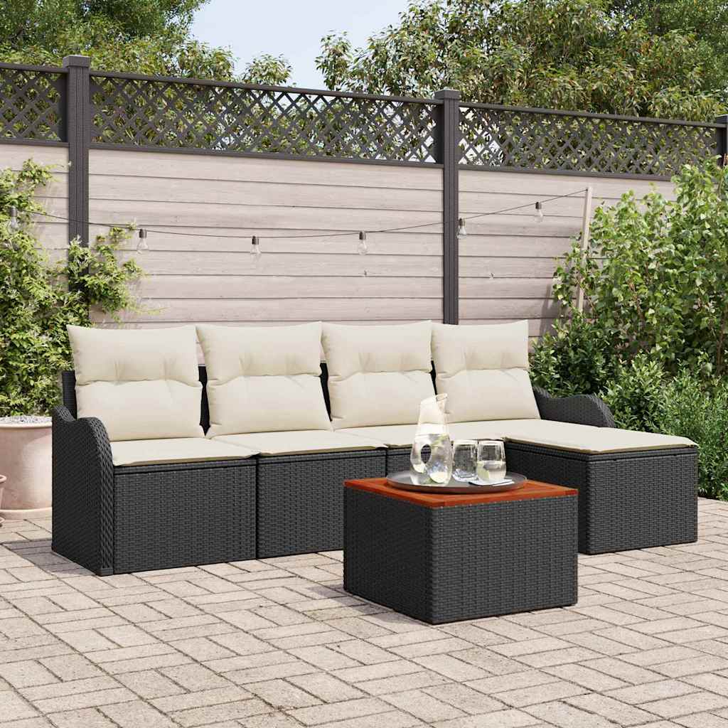 Tuinbankenset met opslag 6 pcs Zwart en Crème poly rattan is nu te koop bij PeponiXL, paradijselijk wonen!