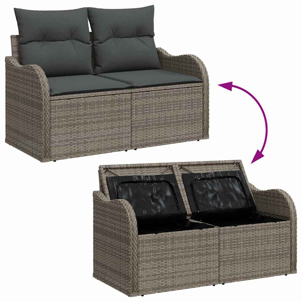 Tuinbankenset met opslag 6 pcs Grijs poly rattan is nu te koop bij PeponiXL, paradijselijk wonen!