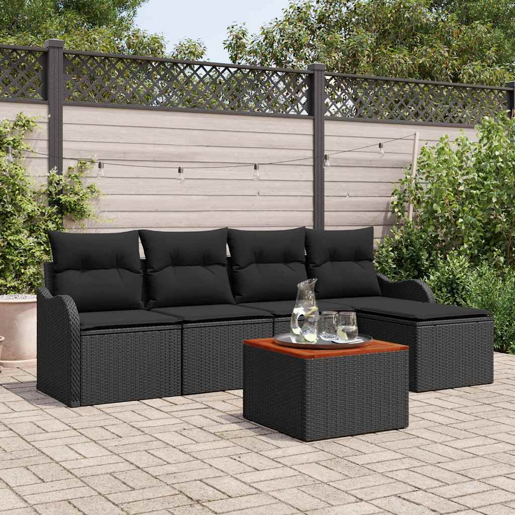 Tuinbankenset met opslag 6 pcs Zwart poly rattan is nu te koop bij PeponiXL, paradijselijk wonen!