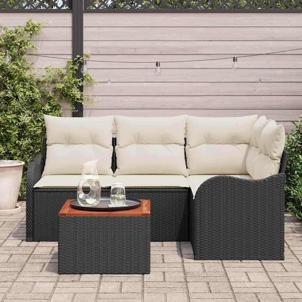 Tuinbankenset met opslag 5 pcs Zwart en Crème poly rattan is nu te koop bij PeponiXL, paradijselijk wonen!