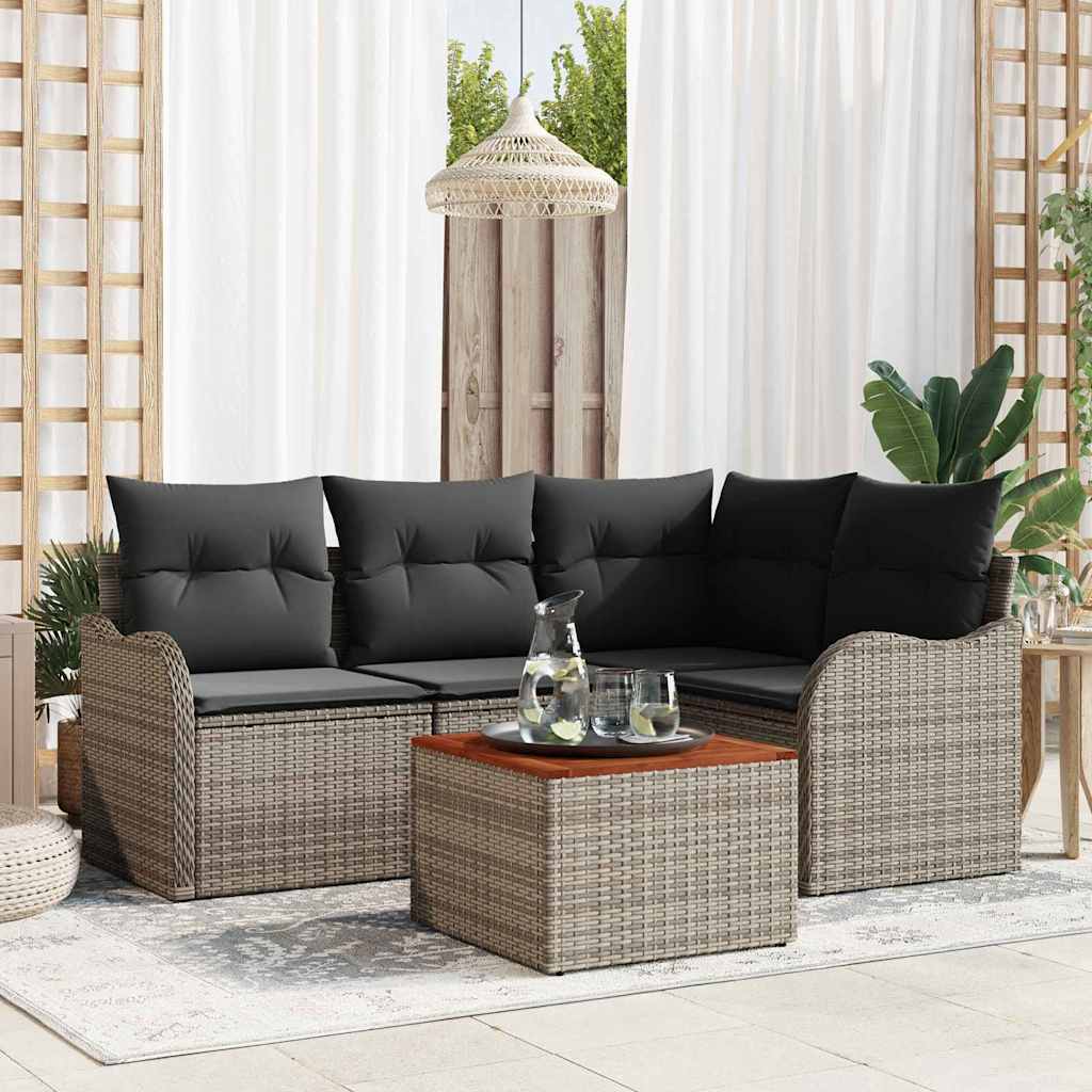 Tuinbankenset met opslag 5 pcs Grijs poly rattan is nu te koop bij PeponiXL, paradijselijk wonen!
