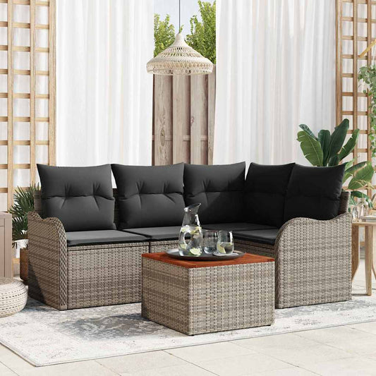 Tuinbankenset met opslag 5 pcs Grijs poly rattan is nu te koop bij PeponiXL, paradijselijk wonen!