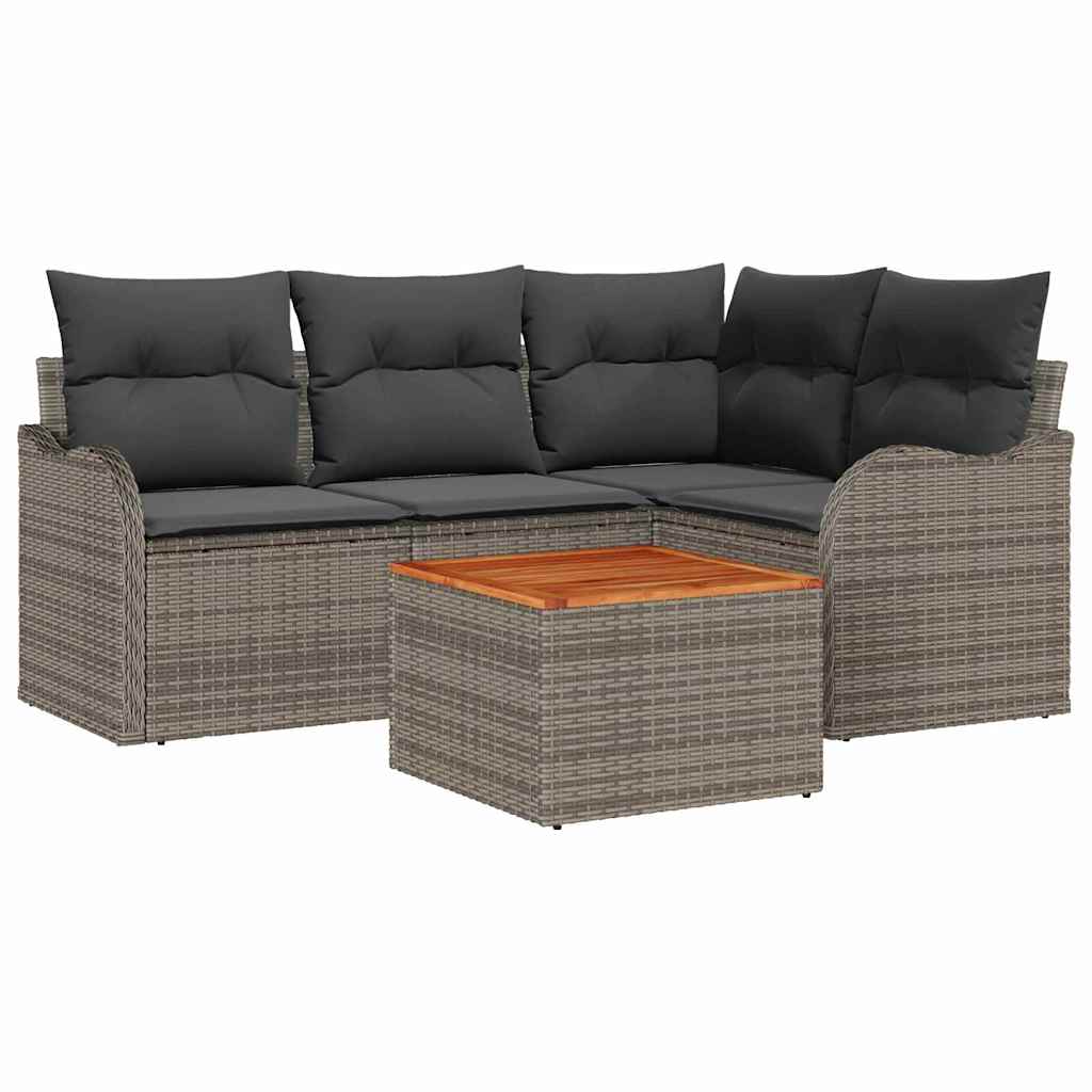 Tuinbankenset met opslag 5 pcs Grijs poly rattan is nu te koop bij PeponiXL, paradijselijk wonen!