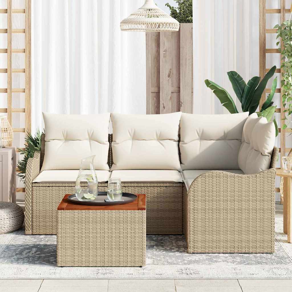 Tuinbankenset met opslag 5 pcs Beige en Crème poly rattan is nu te koop bij PeponiXL, paradijselijk wonen!
