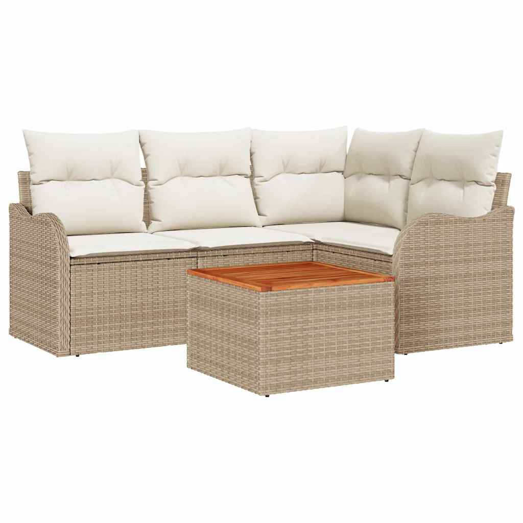 Tuinbankenset met opslag 5 pcs Beige en Crème poly rattan is nu te koop bij PeponiXL, paradijselijk wonen!