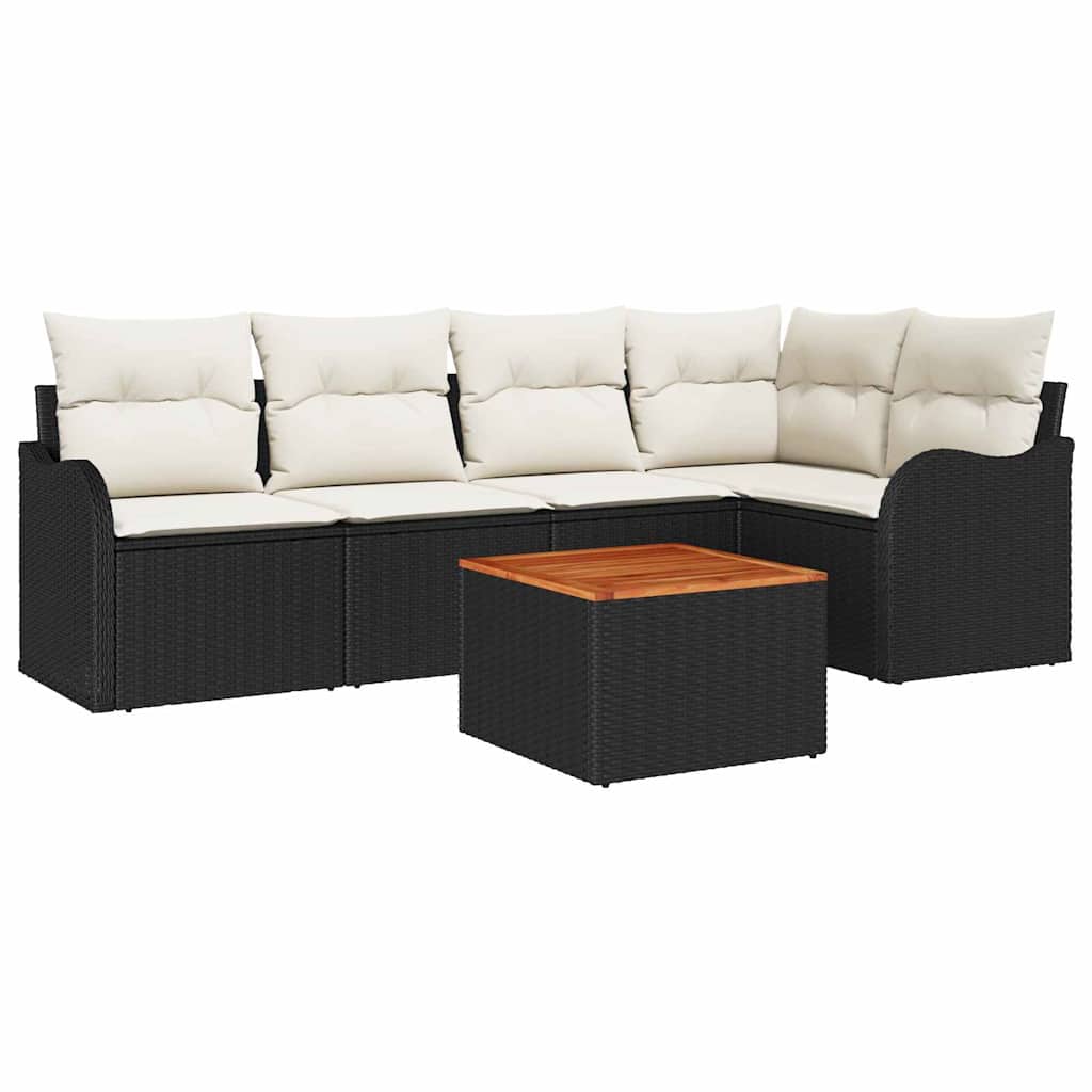 Tuinbankenset met opslag 6 pcs Zwart en Crème poly rattan is nu te koop bij PeponiXL, paradijselijk wonen!