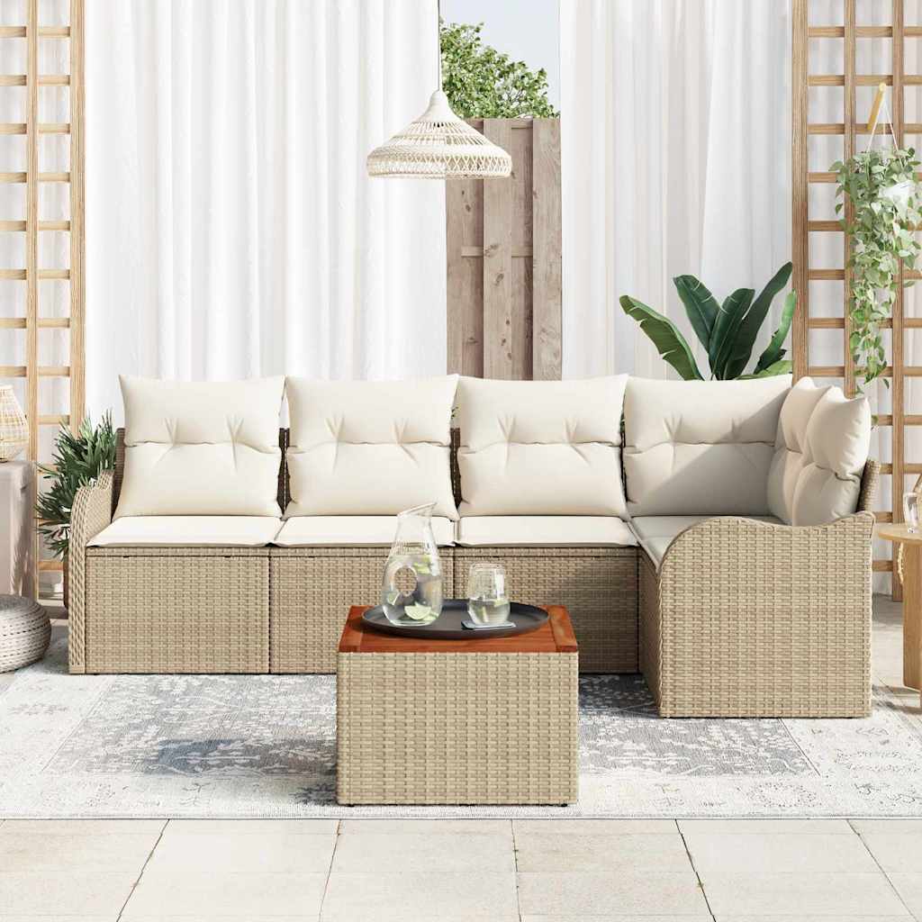 Tuinbankenset met opslag 6 pcs Beige en Crème poly rattan is nu te koop bij PeponiXL, paradijselijk wonen!