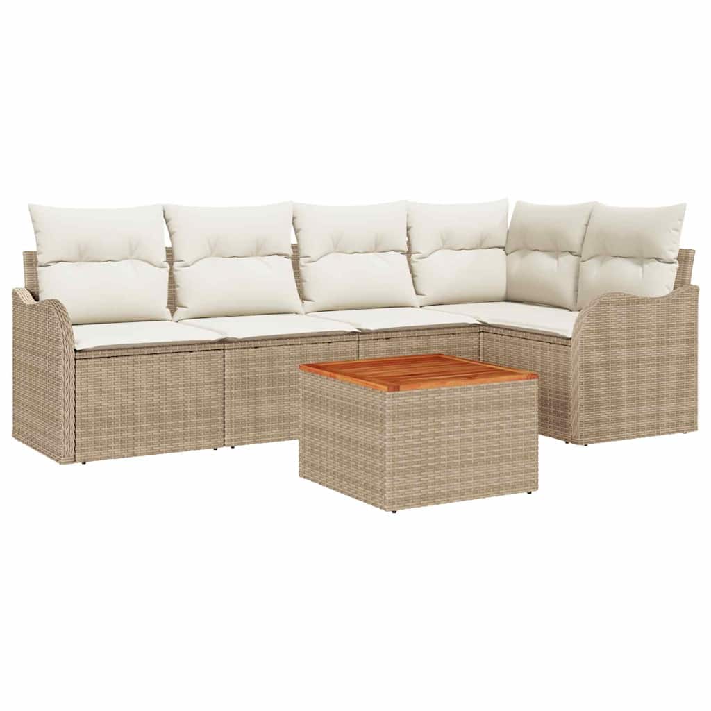 Tuinbankenset met opslag 6 pcs Beige en Crème poly rattan is nu te koop bij PeponiXL, paradijselijk wonen!