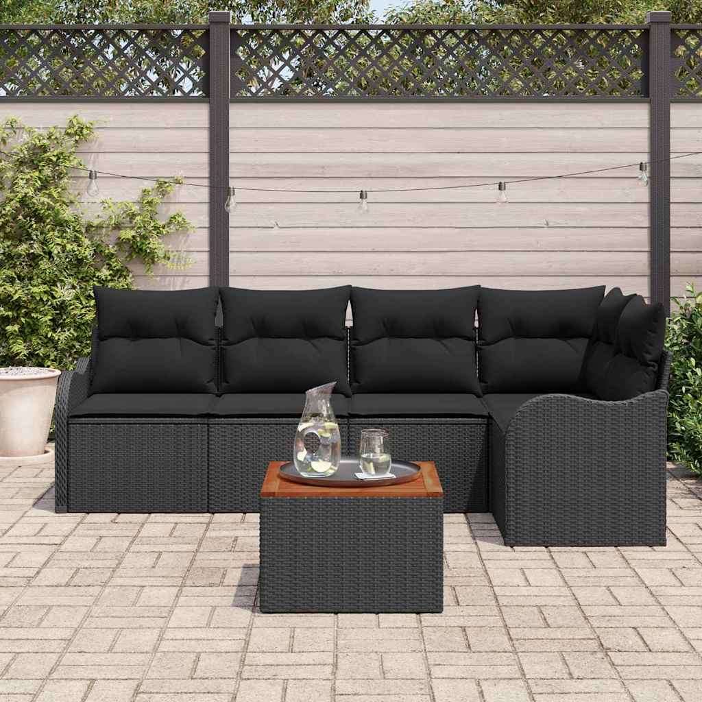 Tuinbankenset met opslag 6 pcs Zwart poly rattan is nu te koop bij PeponiXL, paradijselijk wonen!