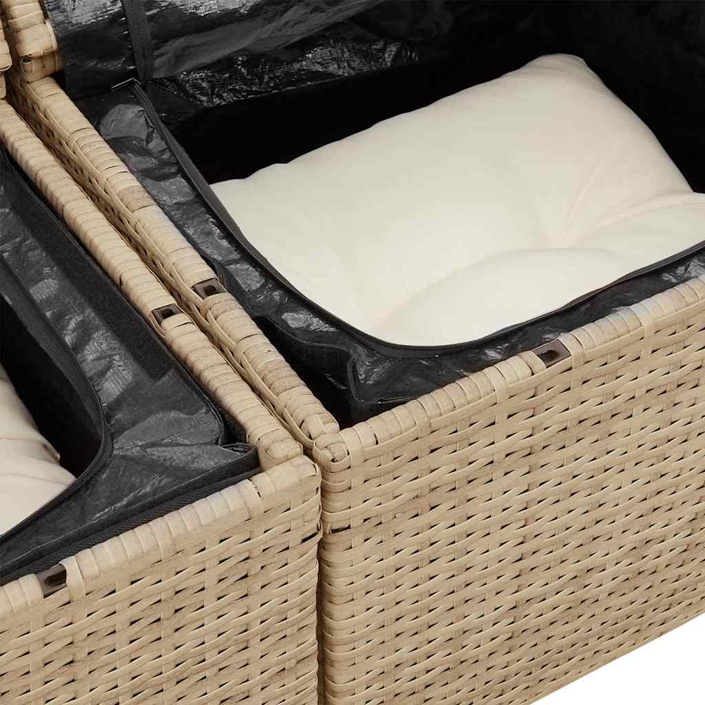 Tuinbankenset met opslag 9 pcs Beige en Crème poly rattan is nu te koop bij PeponiXL, paradijselijk wonen!