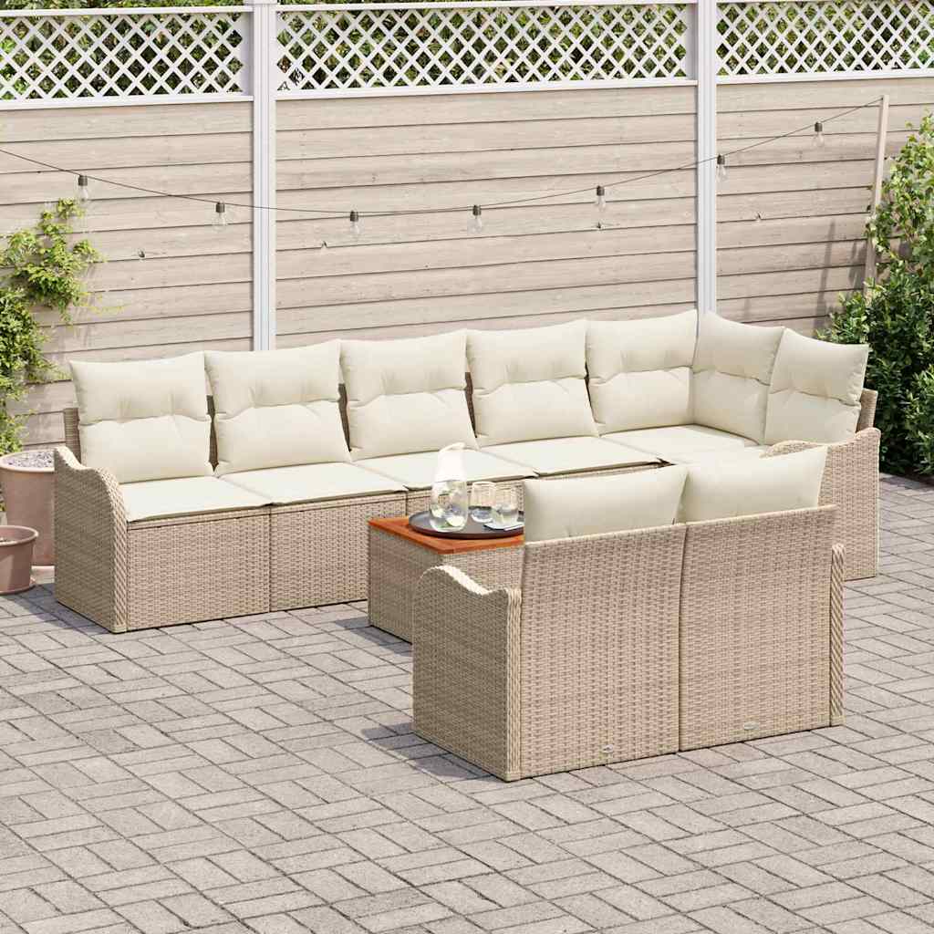 Tuinbankenset met opslag 9 pcs Beige en Crème poly rattan is nu te koop bij PeponiXL, paradijselijk wonen!