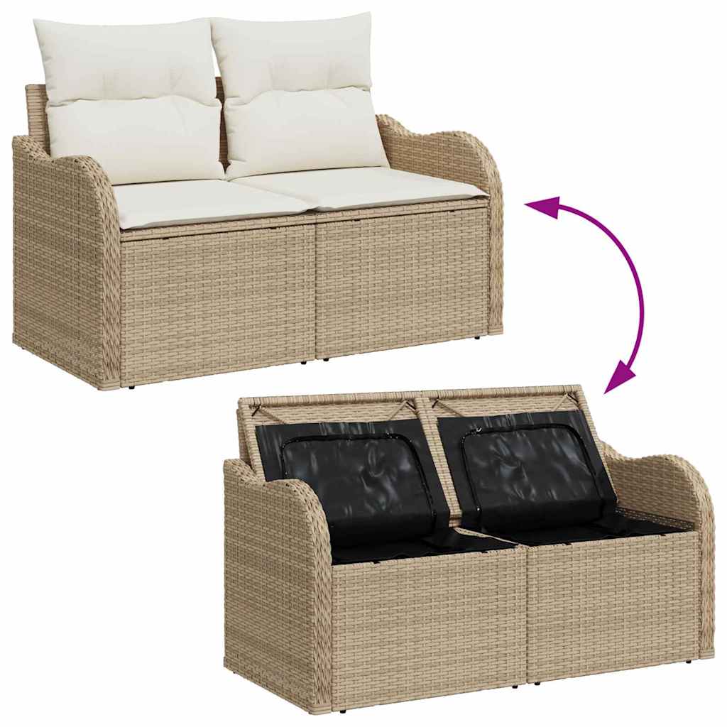 Tuinbankenset met opslag 9 pcs Beige en Crème poly rattan is nu te koop bij PeponiXL, paradijselijk wonen!
