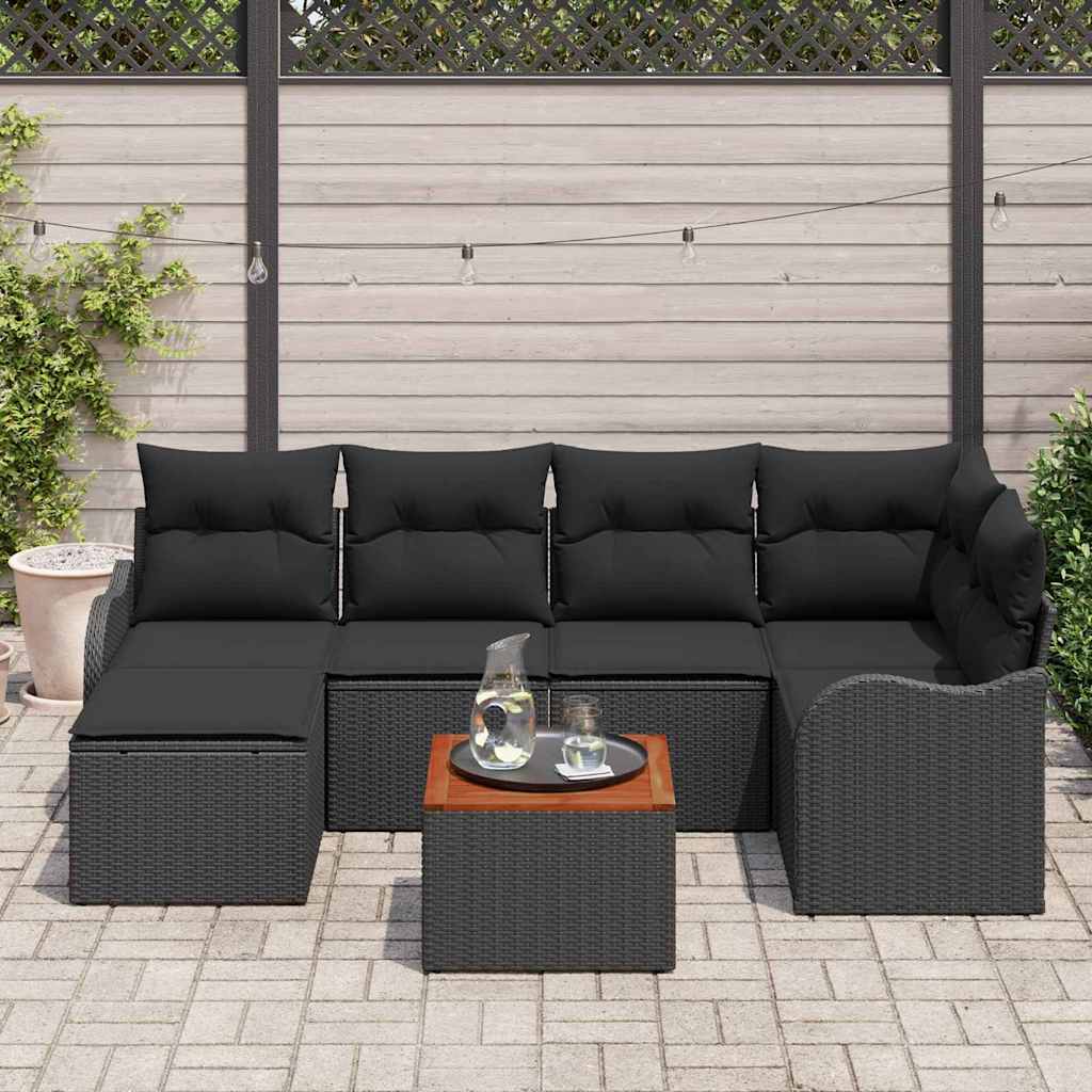 Tuinbankenset met opslag 7 pcs Zwart poly rattan is nu te koop bij PeponiXL, paradijselijk wonen!