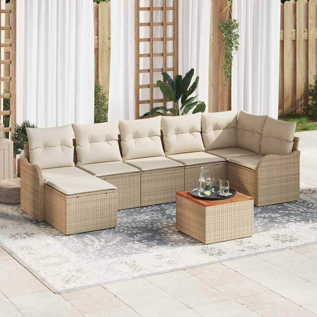 Tuinbankenset met opslag 8 pcs Beige en Crème poly rattan is nu te koop bij PeponiXL, paradijselijk wonen!