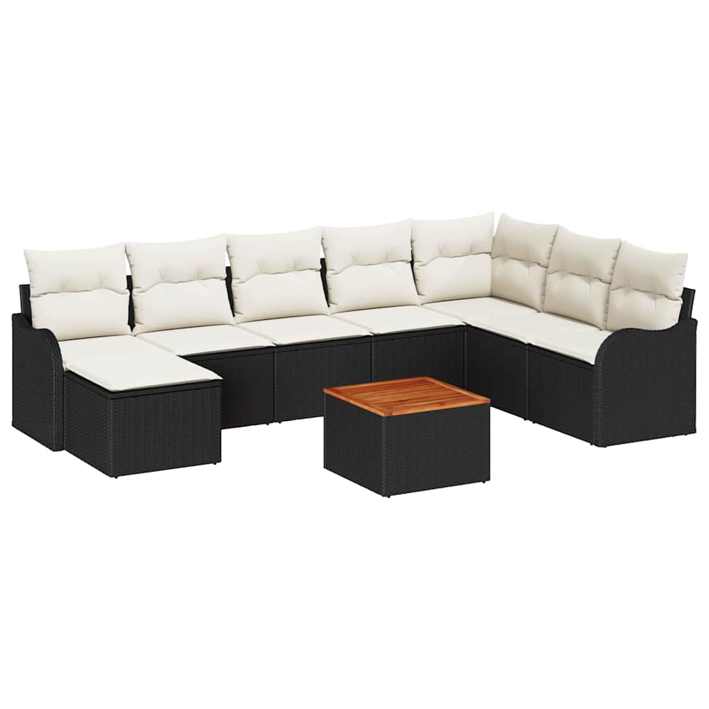 Tuinbankenset met opslag 9 pcs Zwart en Crème poly rattan is nu te koop bij PeponiXL, paradijselijk wonen!