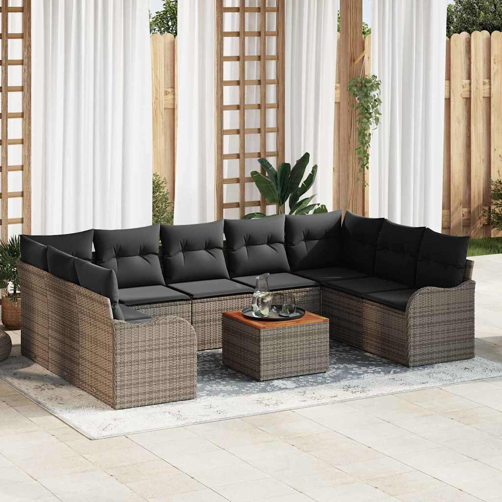 Tuinbankenset met opslag 10 pcs Grijs poly rattan is nu te koop bij PeponiXL, paradijselijk wonen!