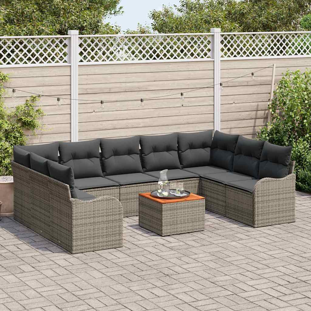 Tuinbankenset met opslag 10 pcs Grijs poly rattan is nu te koop bij PeponiXL, paradijselijk wonen!
