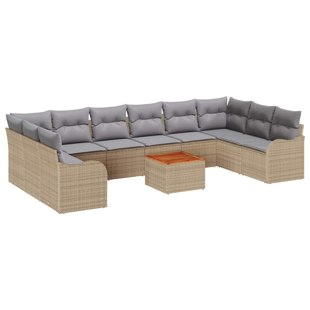 Tuinbankenset 10 pcs Beige en Licht Grijs poly rattan is nu te koop bij PeponiXL, paradijselijk wonen!