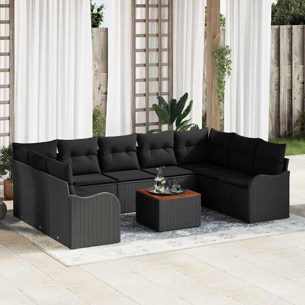 Tuinbankenset met opslag 10 pcs Zwart poly rattan is nu te koop bij PeponiXL, paradijselijk wonen!