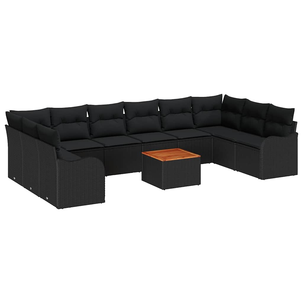 Tuinbankenset met opslag 10 pcs Zwart poly rattan is nu te koop bij PeponiXL, paradijselijk wonen!
