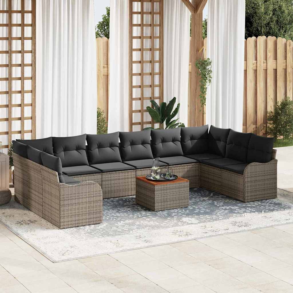 Tuinbankenset met opslag 11 pcs Grijs poly rattan is nu te koop bij PeponiXL, paradijselijk wonen!