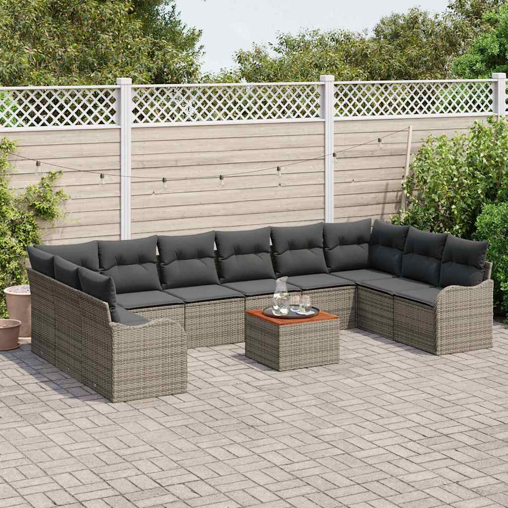 Tuinbankenset met opslag 11 pcs Grijs poly rattan is nu te koop bij PeponiXL, paradijselijk wonen!